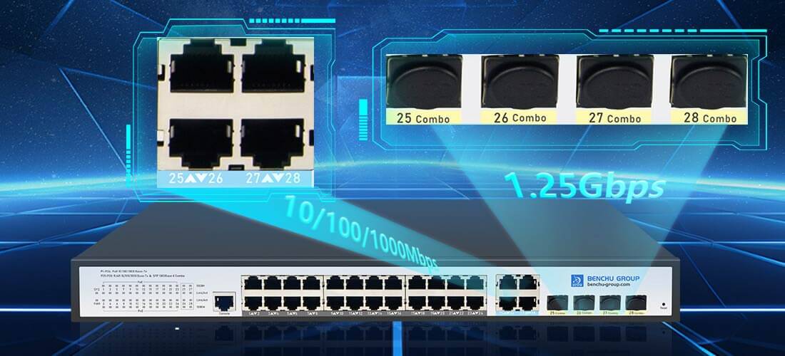 24 port poe Managed switch with 4 SFP