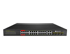 24 Ports Gigabit Industrial PoE++ Switch With 4 Gigabit RJ45/SFP Combo Uplink