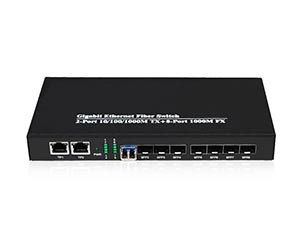 8 Port Gigabit SFP Switch With 2 Gigabit RJ45 Uplink