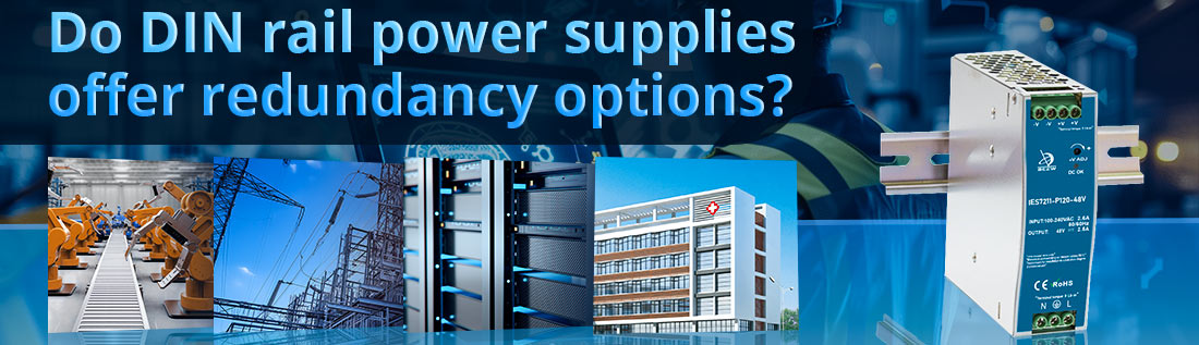 Do DIN rail power supplies offer redundancy options?