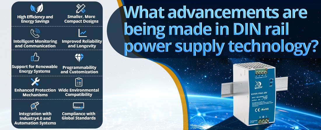 What advancements are being made in DIN rail power supply technology?