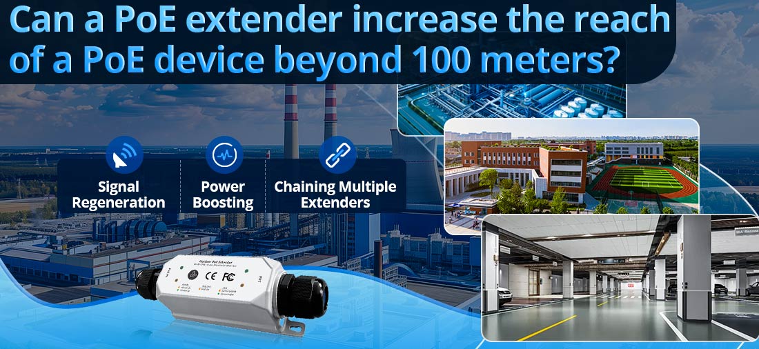 Can a PoE extender increase the reach of a PoE device beyond 100 meters?