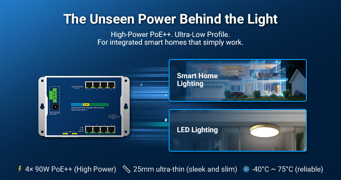 High-Power, Low-Profile: Why This PoE++ Switch Is Ideal for Integrated Smart Home Lighting