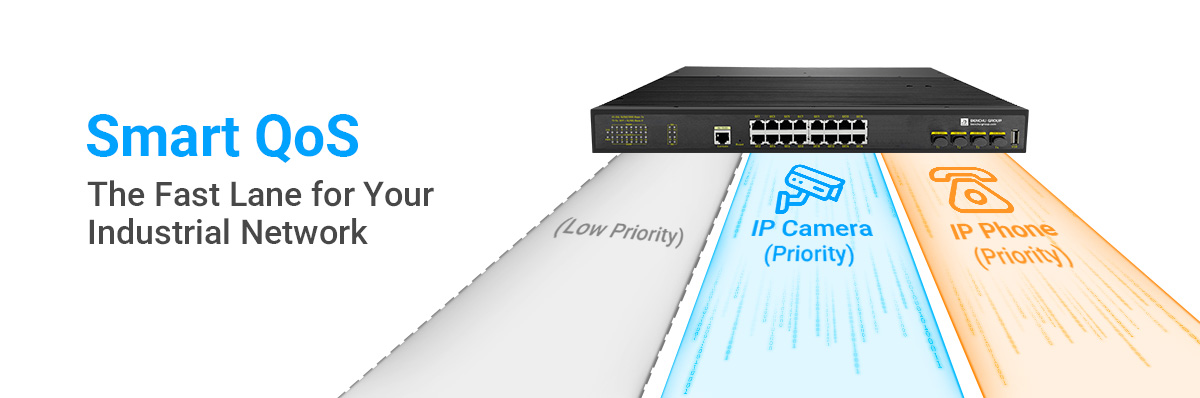 industrial PoE switch prioritizes critical data streams for latency-sensitive applications like VoIP, video surveillance industrial PoE switch prioritizes critical data streams for latency-sensitive applications like VoIP, video surveillance