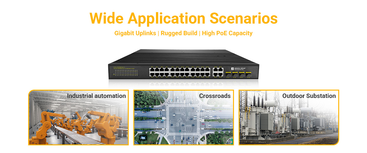 24-port PoE switch is ideal for diverse applications 24-port PoE switch is ideal for diverse applications