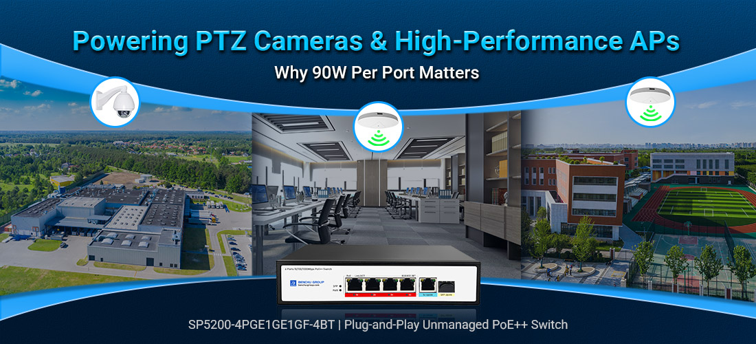 Powering PTZ Cameras and High-Performance APs Why 90W Per Port Matters Powering PTZ Cameras and High-Performance APs Why 90W Per Port Matters
