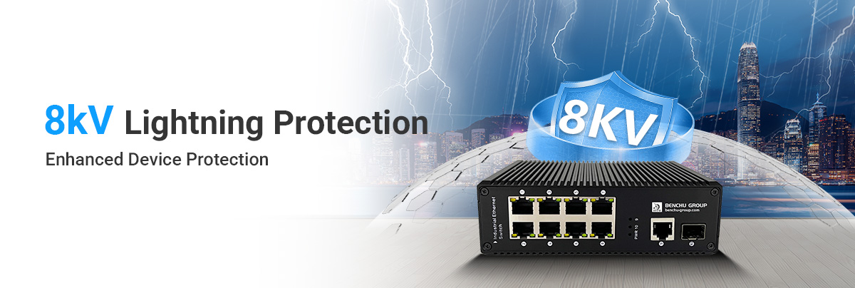 8 Ports Gigabit Industrial PoE Switch Support 8kV lightning protection 8 Ports Gigabit Industrial PoE Switch Support 8kV lightning protection