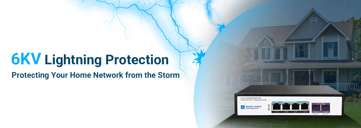 4 Ports 2.5Gb PoE switch with 6KV lightning protection