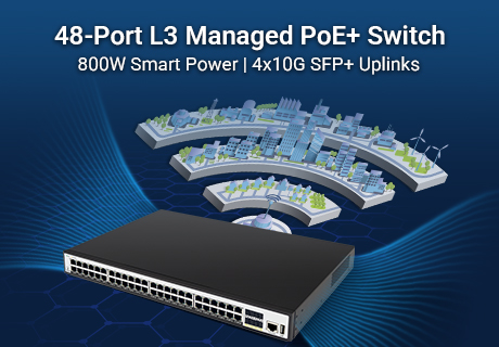 SP7500-48PGE4TF-L3M-800W: تشغيل 48 جهازًا وتعزيز سرعات الشبكة الأساسية مع 4 وصلات SFP+ بسرعة 10 جيجابت
